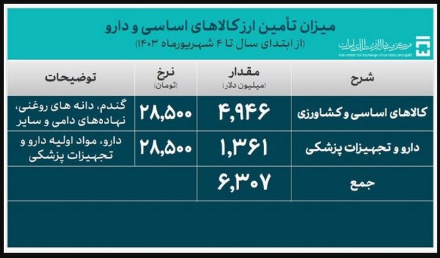 کالاهای اساسی و دارو امسال چقدر ارز گرفتند؟