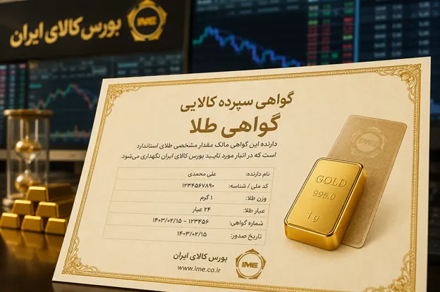 نمونه برگه گواهی طلا